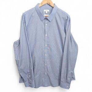 Calvin Klein Dress Shirt Mens XXL Blue Striped Slim Fit Infinite Cool Non Iron